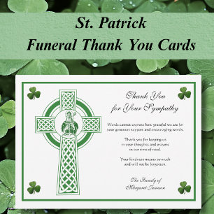 St. Patrick Irish Cross Shamrocks Condolence Thank You Card