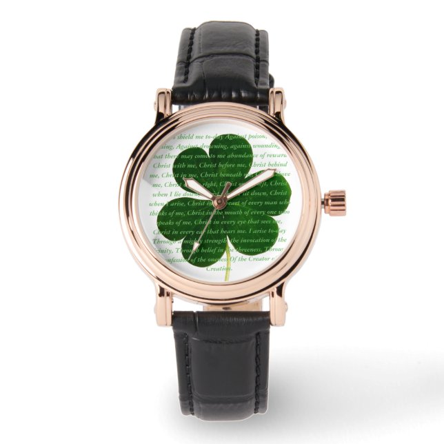 St. Patrick Irish Poem The Deer's Cry Shamrock Watch (Front)