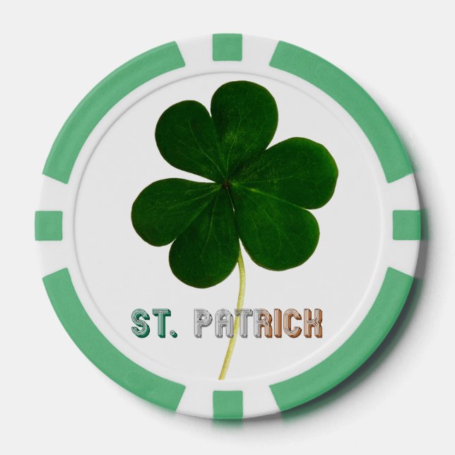 St. Patrick Irish Shamrock Clover Ireland Poker Poker Chips (Front)