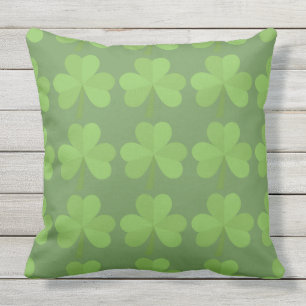 St. Patrick Irish Shamrock Clovers Green Pattern Cushion