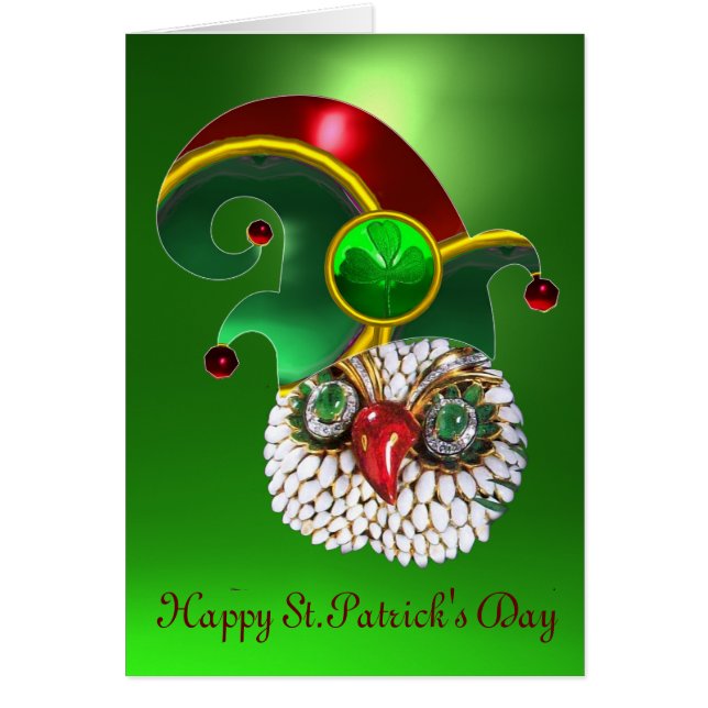 ST PATRICK JEWEL OWL AND  ELF HAT WITH SHAMROCK (Front)