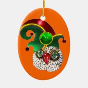 ST PATRICK JEWEL OWL AND  ELF HAT WITH SHAMROCK CERAMIC TREE DECORATION