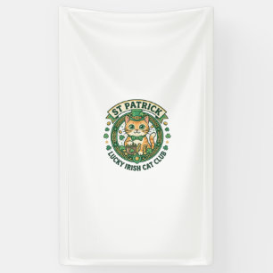 St Patrick Lucky Irish Cat Cute Cat T-Shirt Design Banner
