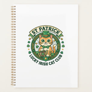 St Patrick Lucky Irish Cat Cute Cat T-Shirt Design Planner