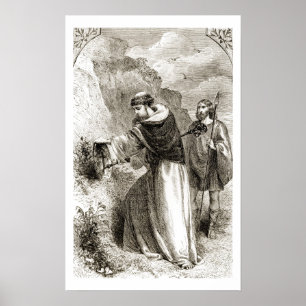 St. Patrick marking Connal's shield with the Cross Poster