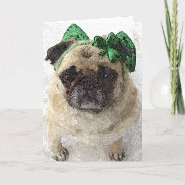 St Patrick Pug Card (Front)