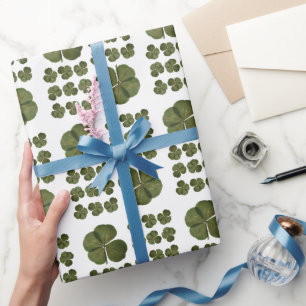 St Patrick Real 4 Leaf Clover Get Lucky Wrapping P Wrapping Paper
