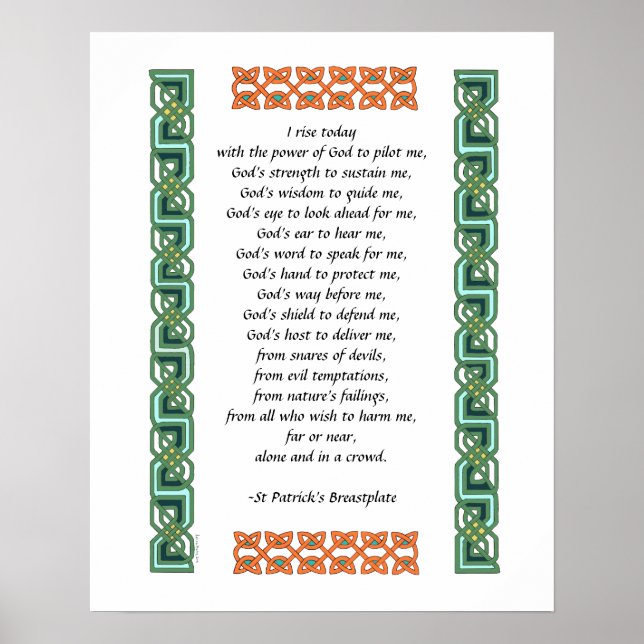 St. Patrick’s Breastplate Prayer Green Celtic Knot Poster (Front)