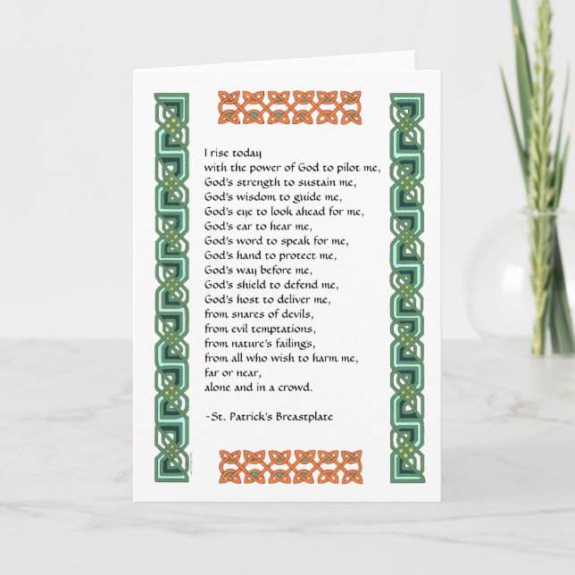 St. Patrick’s Breastplate Prayer with Celtic Knots Card (Front)