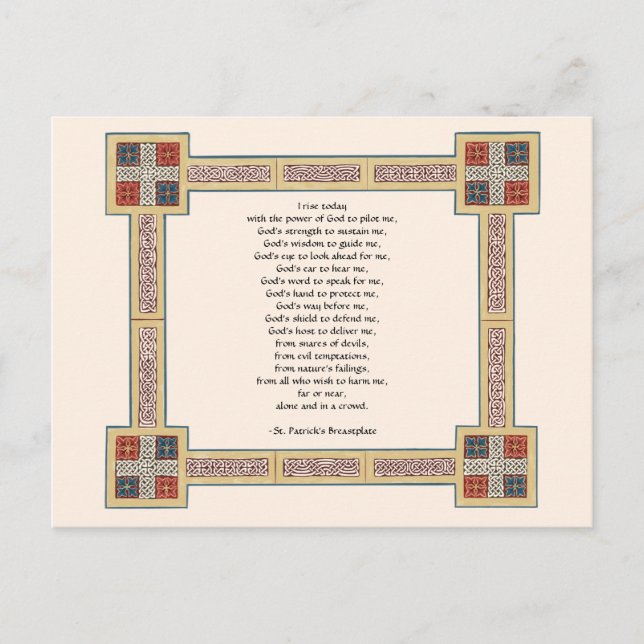 St. Patrick’s Breastplate Prayer with Celtic Knots Postcard (Front)
