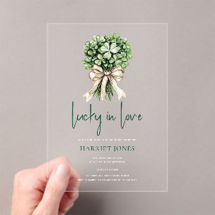St Patrick’s Bridal Shower Clover Bouquet Acrylic Invitations