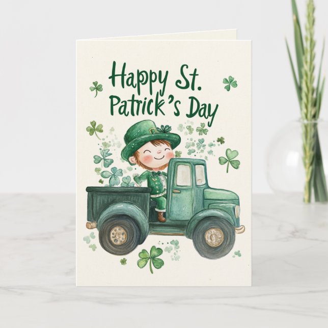 St. Patrick’s Day and happy Little Leprechaun  Card (Front)