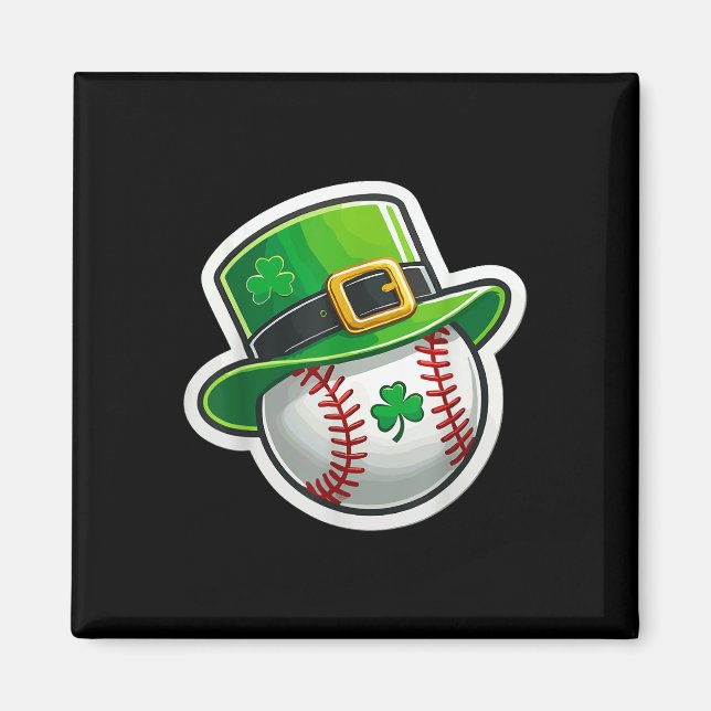 St. Patrick’s Day Baseball Clover Hat Lucky Shamro Magnet (Front)