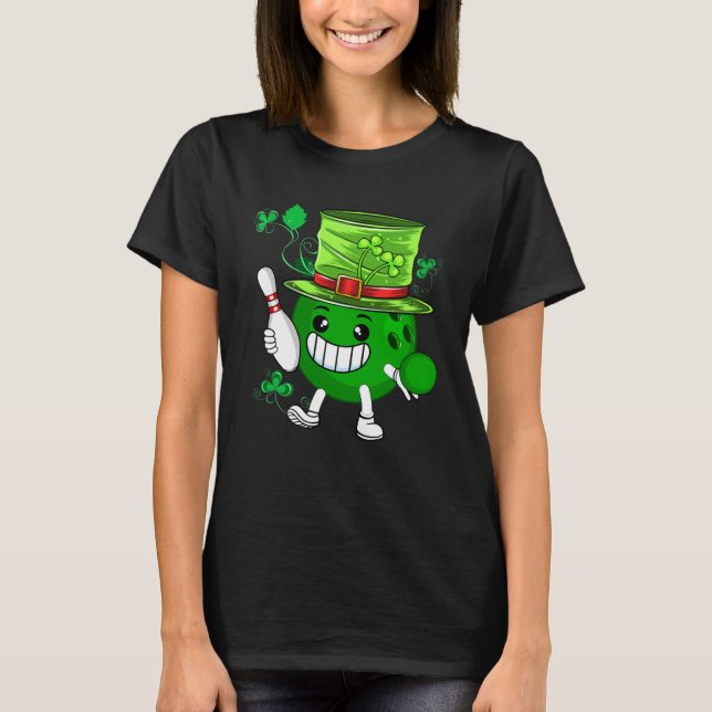 St Patrick s Day Bowling Ball Shamrocks  Player T-Shirt (Front)