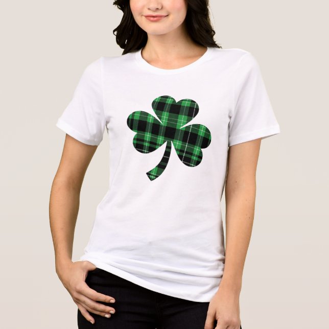 St. Patrick’s Day - Buffalo Plaid Shamrock Tri-Blend Shirt (Front)