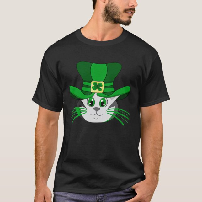 St Patrick s Day Cat  Cute St Paddys Dat Cat T-Shirt (Front)