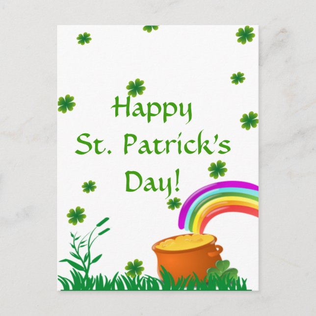 St. Patrick’s Day Clover Golden Pot  Postcard (Front)