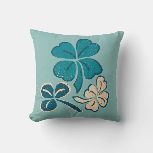 St. Patrick`s day Clover Shamrock Drawing Cushion (Front)
