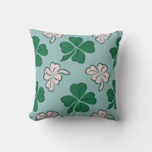 St. Patrick`s day Clover Shamrock Drawing Pattern Cushion