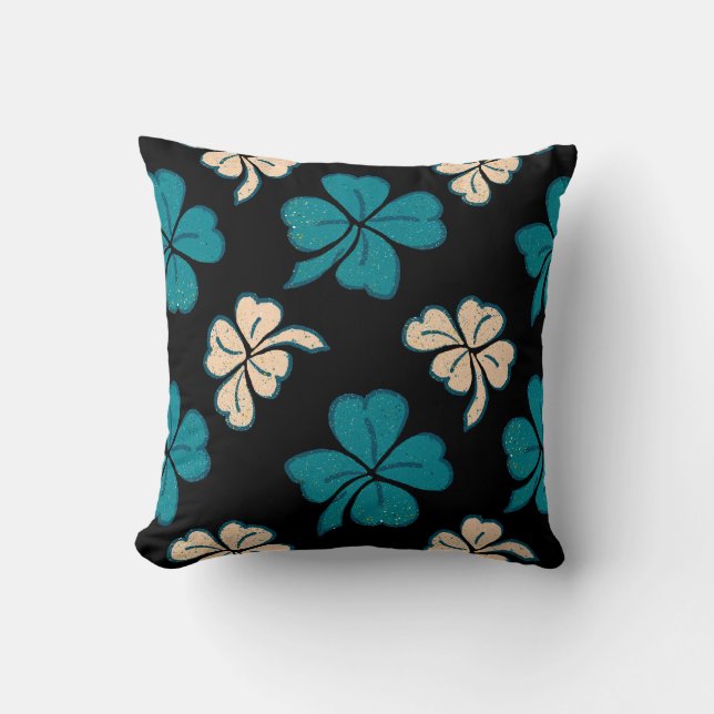 St. Patrick`s day Clover Shamrock Drawing Pattern Cushion (Front)