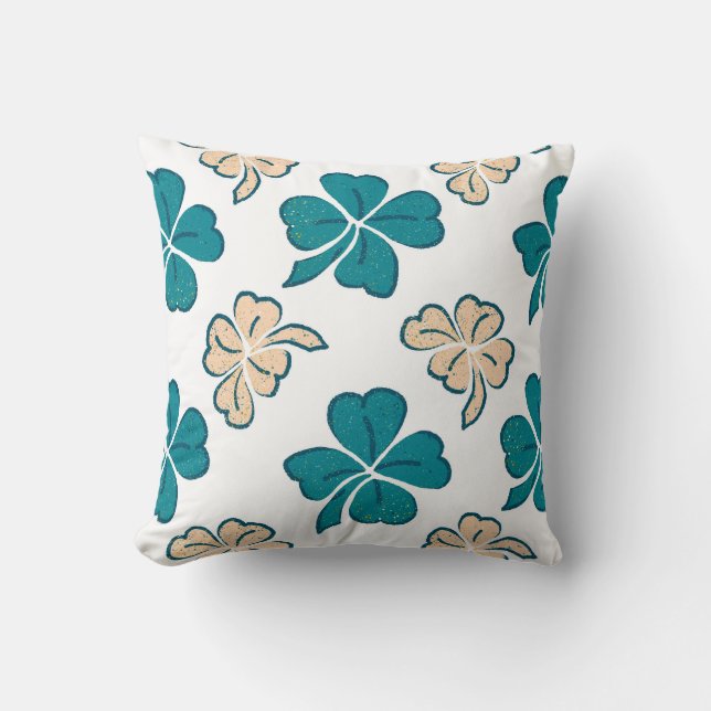 St. Patrick`s day Clover Shamrock Drawing Pattern Cushion (Front)