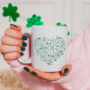 St. Patrick’s Day Coquette Clover Heart Coffee Mug