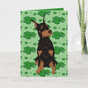 St. Patrick’s Day Doberman Pinscher Holiday Card