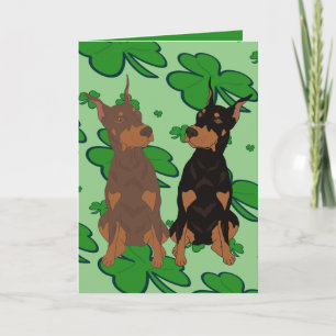 St. Patrick’s Day Doberman Pinscher  Holiday Card