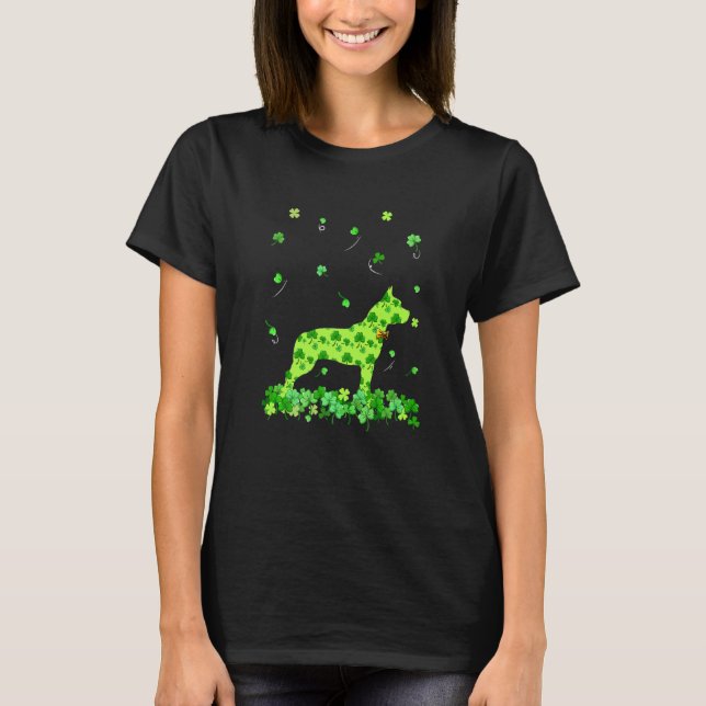 St Patrick S Day Dog Pitbull Shamrock C Irish T-Shirt (Front)