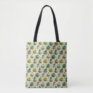 St. Patrick’s Day Donuts & Coffee Watercolor Tote Bag