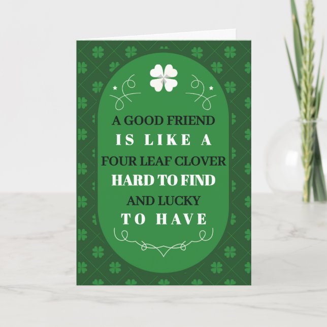 St. Patrick’s Day Four Leaf Clover Friendship Holiday Card (Front)