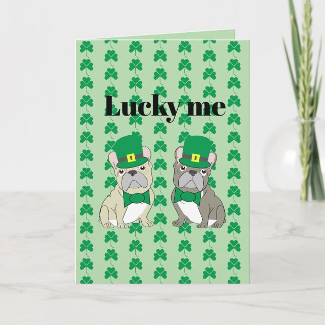 St. Patrick’s Day, French Bulldog  Card (Front)