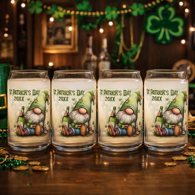 St. Patrick’s Day Gnome Illustration with Shamrock Can Glass (Creator Uploaded)