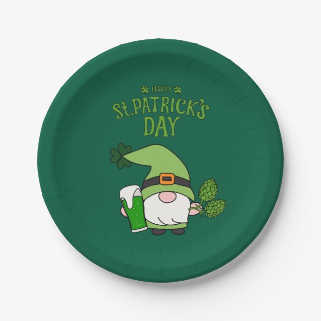 St. Patrick’s Day Gnome Paper Plate (Front)