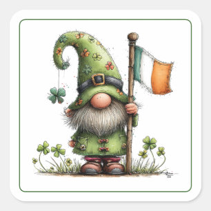 St. Patrick’s Day Gnome Square Sticker