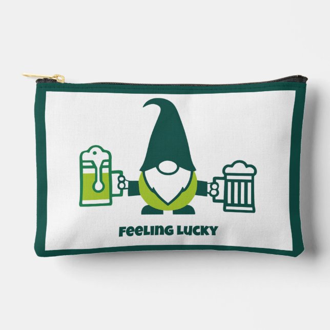 St. Patrick’s Day Gnome with Beer Mug Accessory Pouch (Front)