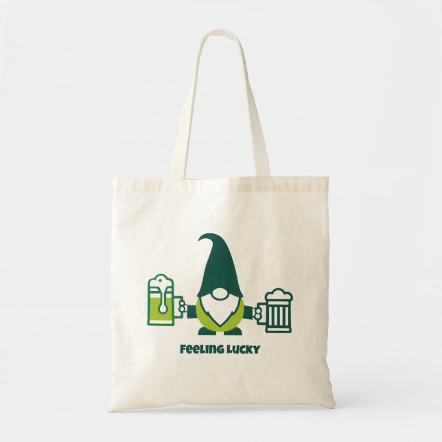 St. Patrick’s Day Gnome with Beer Mug Tote Bag (Front)
