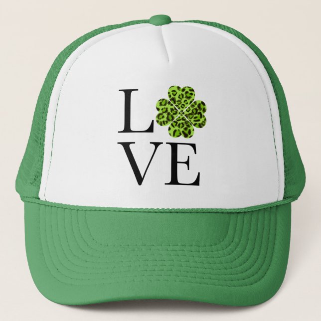 St. Patrick’s day | Green cheetah shamrock   Trucker Hat (Front)