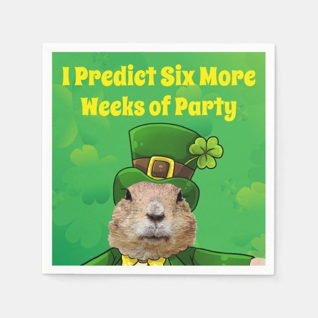 St. Patrick’s Day Groundhog Party Animal Napkin (Front)