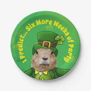St. Patrick’s Day Groundhog Party Animal Paper Plate