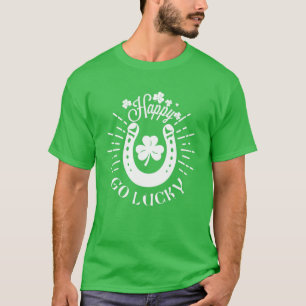 St Patrick’S Day Happy Go Lucky Clover Horseshoe S T-Shirt