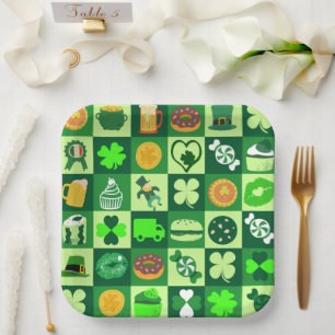 St. Patrick’s Day Icons Seamless Pattern Paper Plate