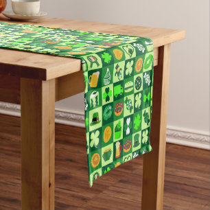 St. Patrick’s Day Icons Seamless Pattern  Short Table Runner