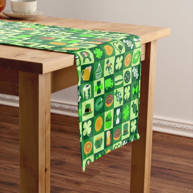 St. Patrick’s Day Icons Seamless Pattern  Short Table Runner (In Situ)