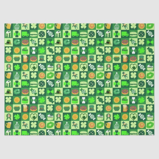 St. Patrick’s Day Icons Seamless Pattern  Tissue Paper (Front)