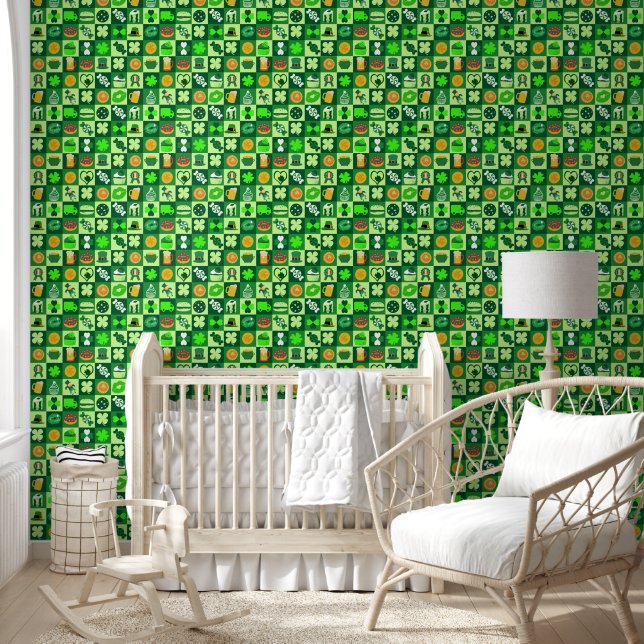 St. Patrick’s Day Icons Seamless Pattern Wallpaper (Kids)