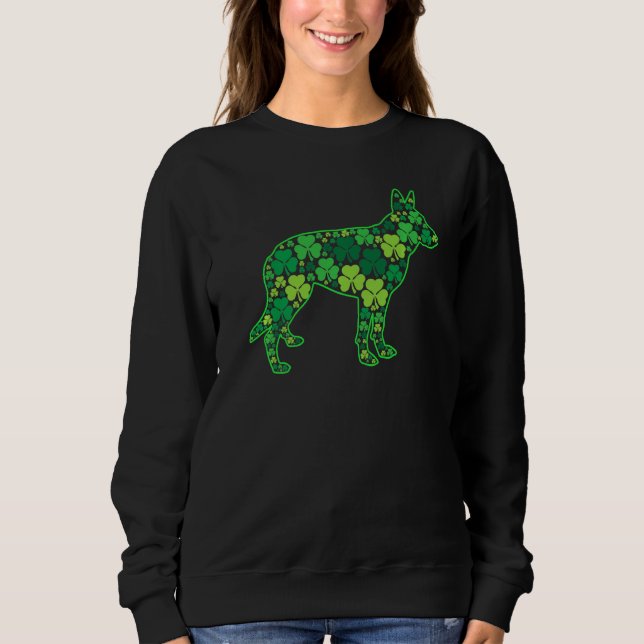 St Patrick S Day Irish German Shepherd Dog Shamroc Sweatshirt (Front)