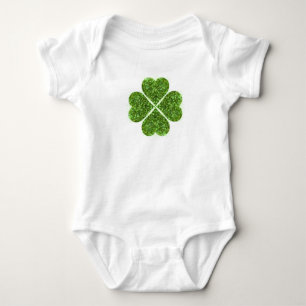 St. Patrick’s day, Irish green glittering clover Baby Bodysuit