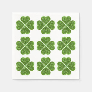St. Patrick’s day, Irish green glittering clover Napkin