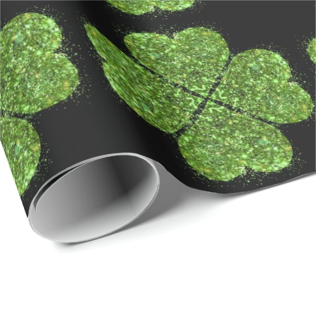 St. Patrick’s day, Irish green glittering clover Wrapping Paper (Roll Corner)